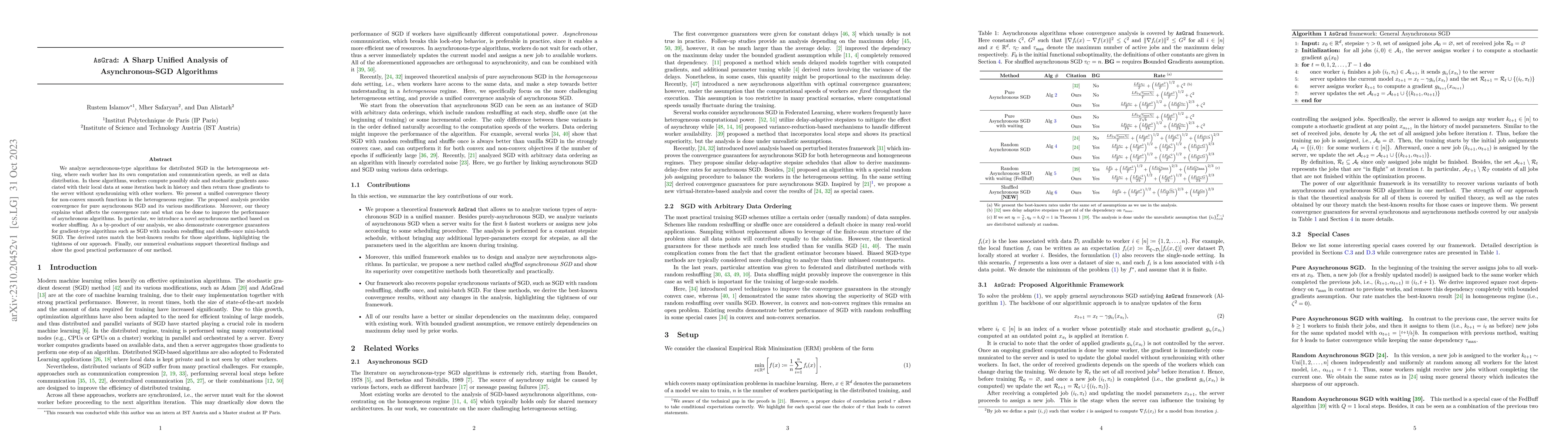 Thumbnail for AsGrad: A Sharp Unified Analysis of Asynchronous-SGD Algorithms