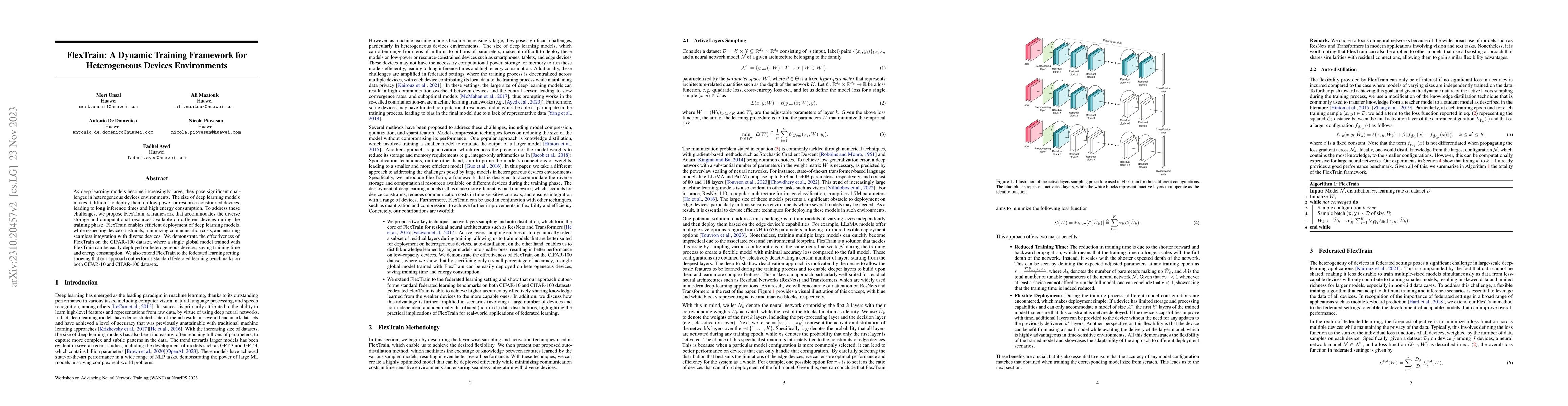 Thumbnail for FlexTrain: A Dynamic Training Framework for Heterogeneous Devices
  Environments