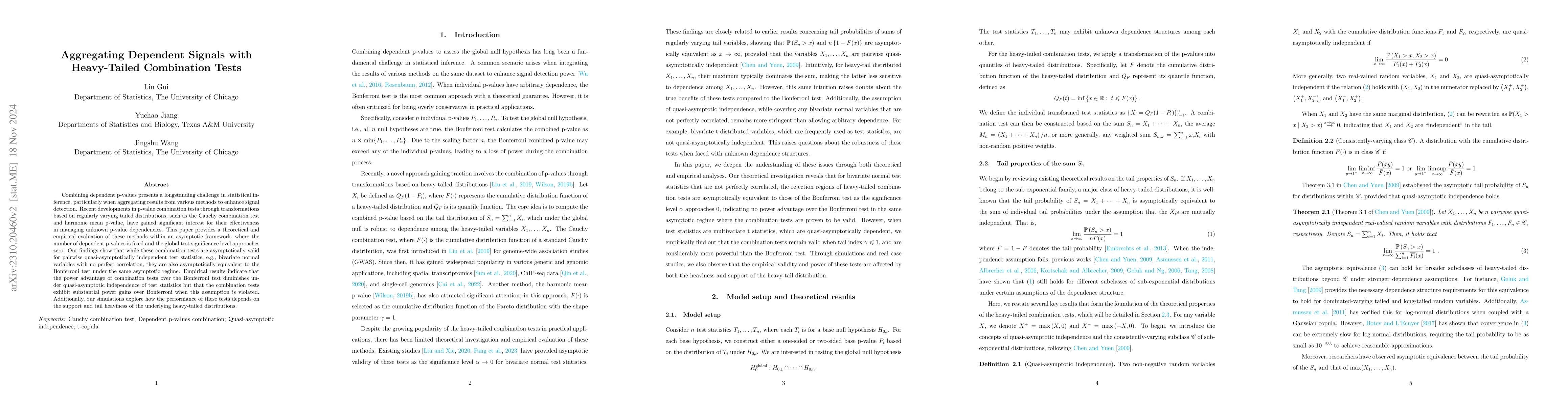 Thumbnail for Aggregating Dependent Signals with Heavy-Tailed Combination Tests