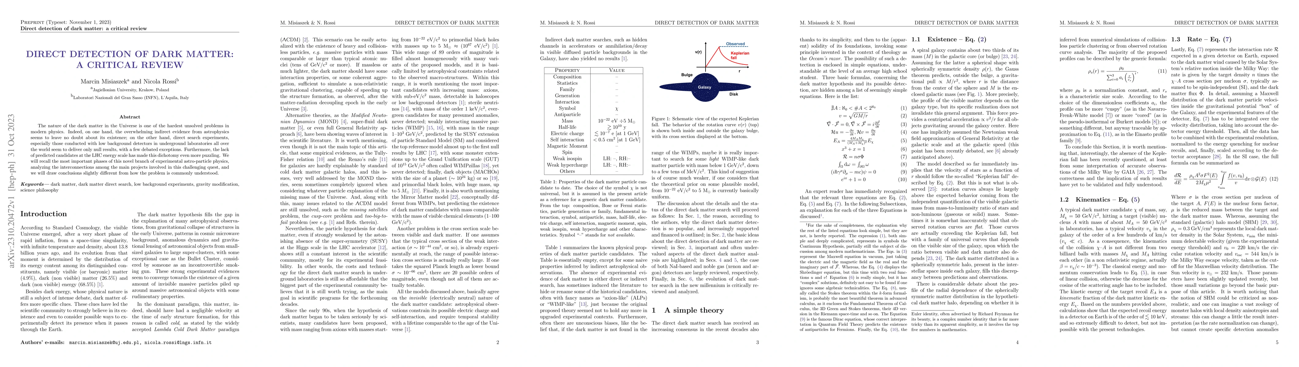 Thumbnail for Direct detection of dark matter: a critical review