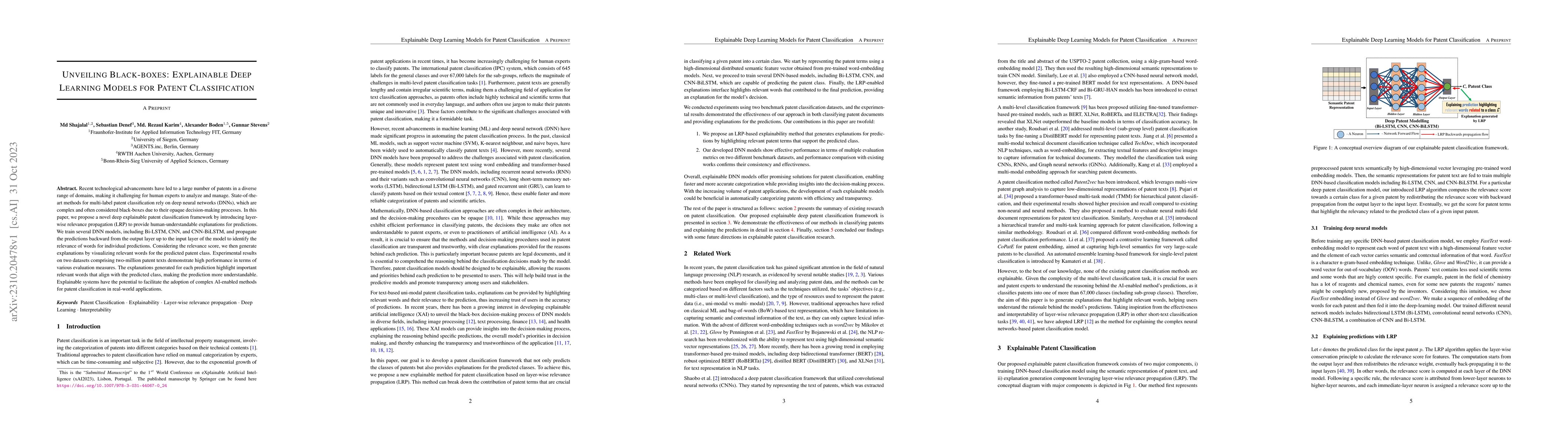 Thumbnail for Unveiling Black-boxes: Explainable Deep Learning Models for Patent
  Classification