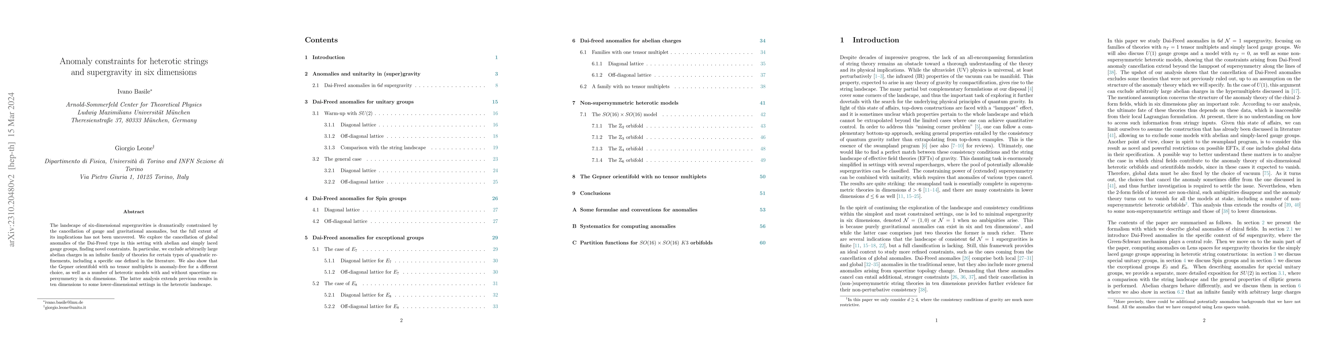 Thumbnail for Anomaly constraints for heterotic strings and supergravity in six
  dimensions