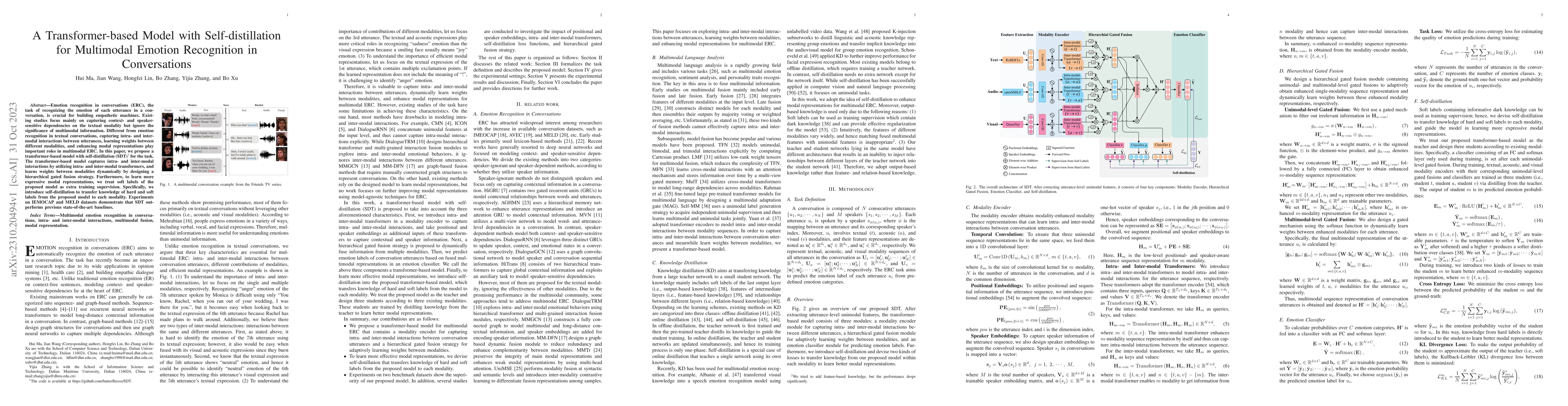 Thumbnail for A Transformer-Based Model With Self-Distillation for Multimodal Emotion
  Recognition in Conversations