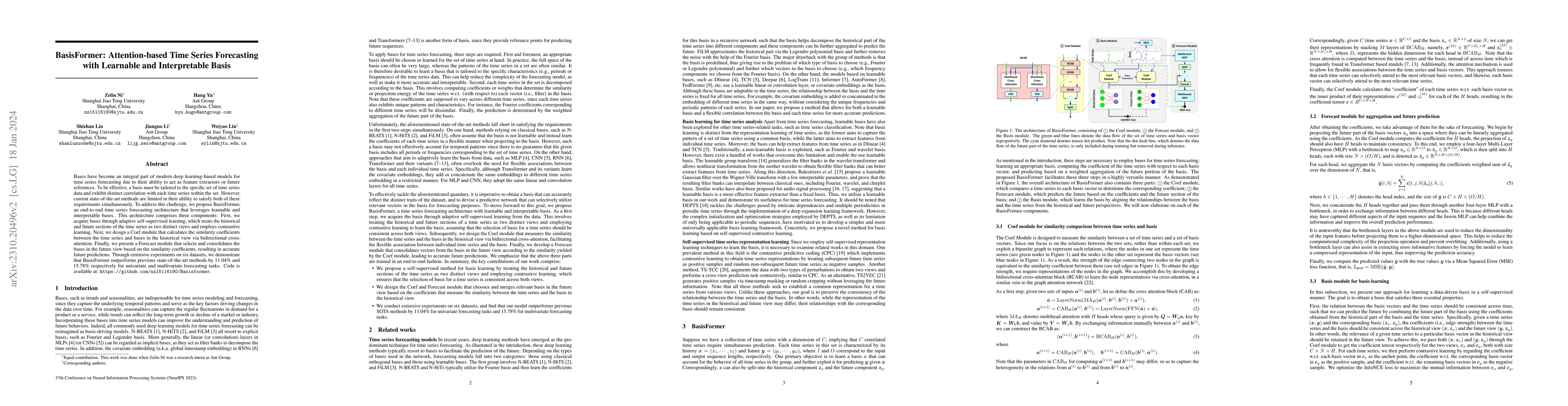 Thumbnail for BasisFormer: Attention-based Time Series Forecasting with Learnable and
  Interpretable Basis