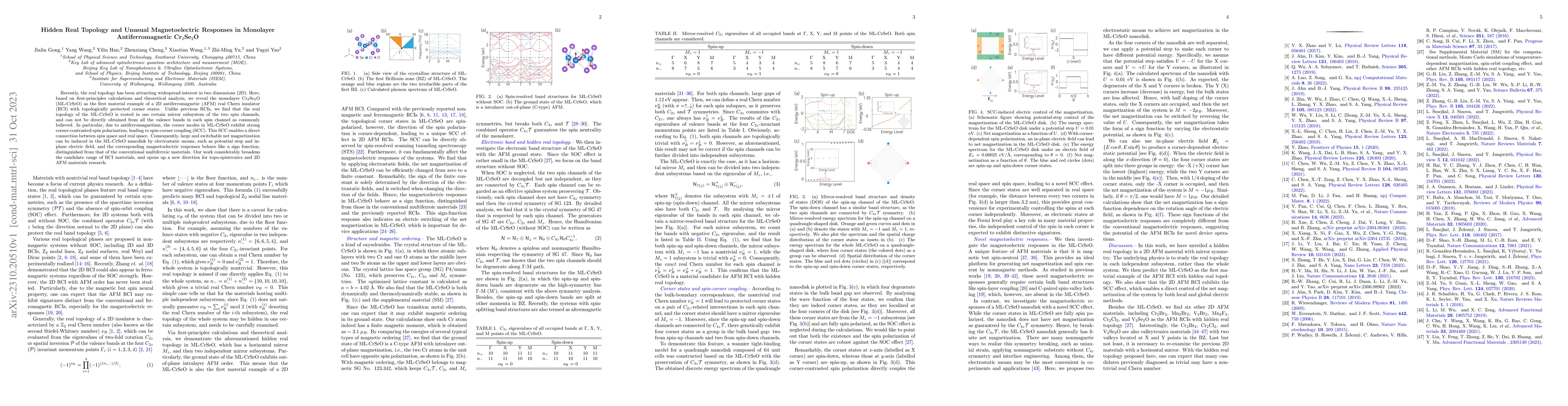 Thumbnail for Hidden Real Topology and Unusual Magnetoelectric Responses in Monolayer
  Antiferromagnetic Cr$_2$Se$_2$O