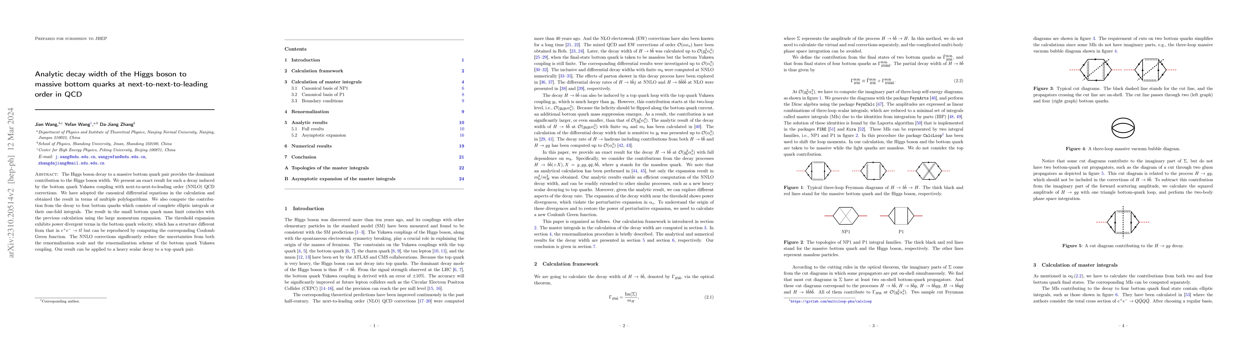 Thumbnail for Analytic decay width of the Higgs boson to massive bottom quarks at
  next-to-next-to-leading order in QCD