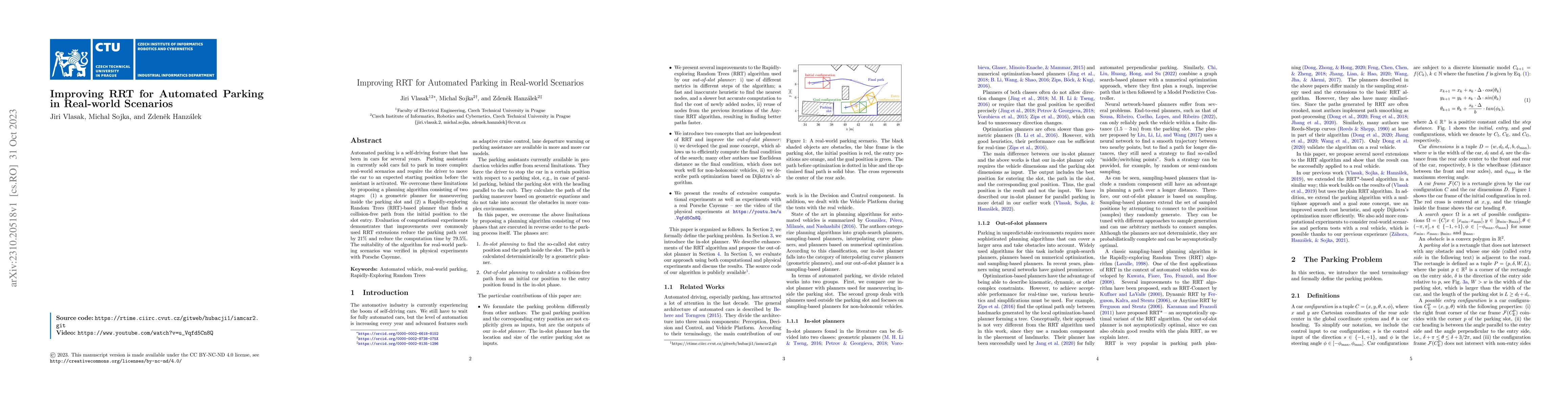 Thumbnail for Improving RRT for Automated Parking in Real-world Scenarios