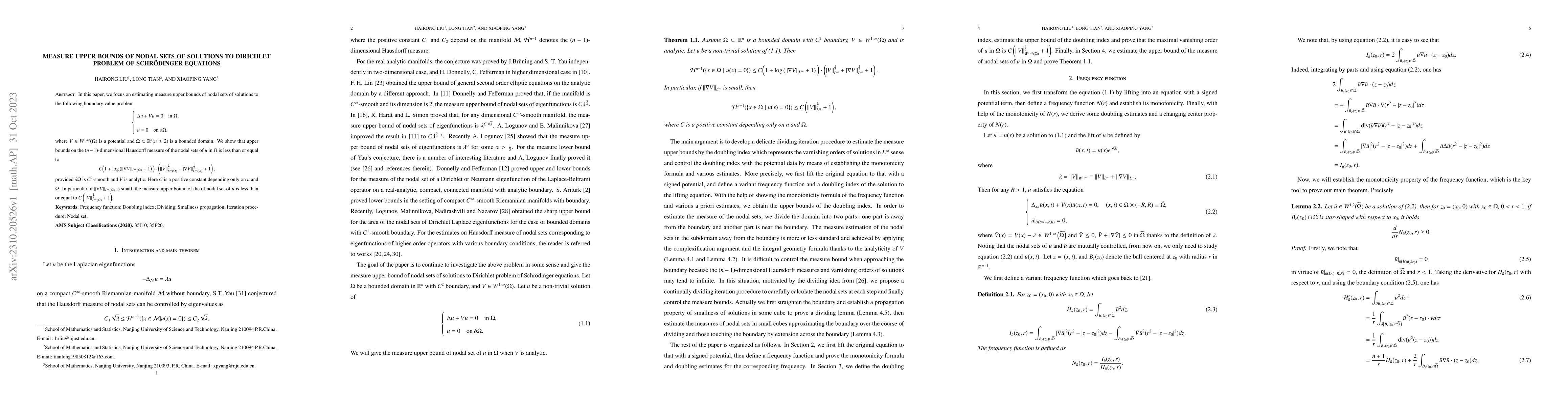 Thumbnail for Measure upper bounds of nodal sets of solutions to Dirichlet problem of
  Schr\"{o}dinger equations