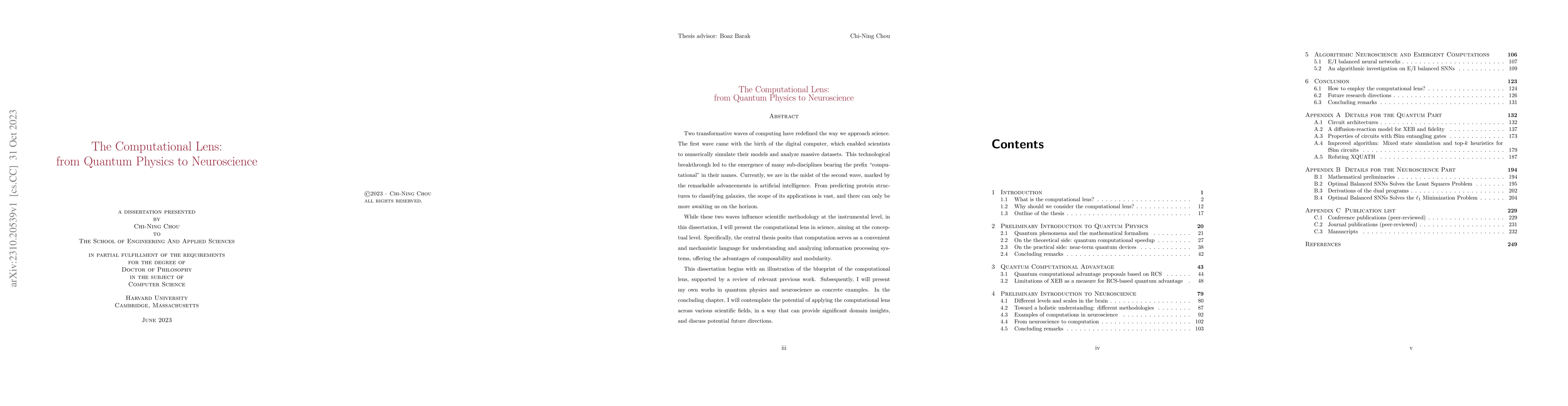 Thumbnail for The Computational Lens: from Quantum Physics to Neuroscience