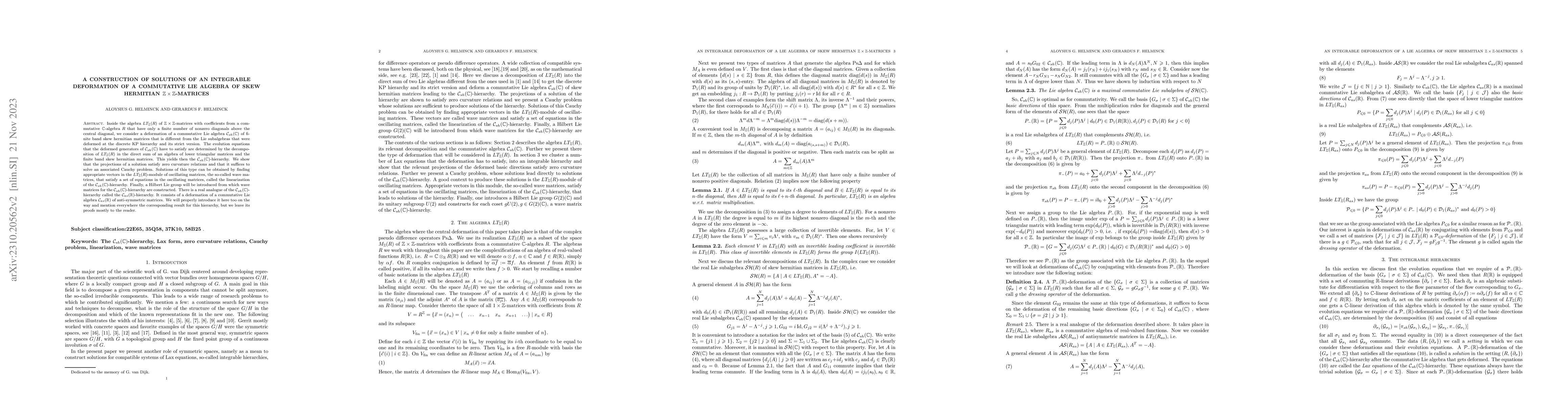 Thumbnail for A construction of solutions of an integrable deformation of a
  commutative Lie algebra of skew hermitian $\mathbb{Z} \times \mathbb{Z}
  $-matrices