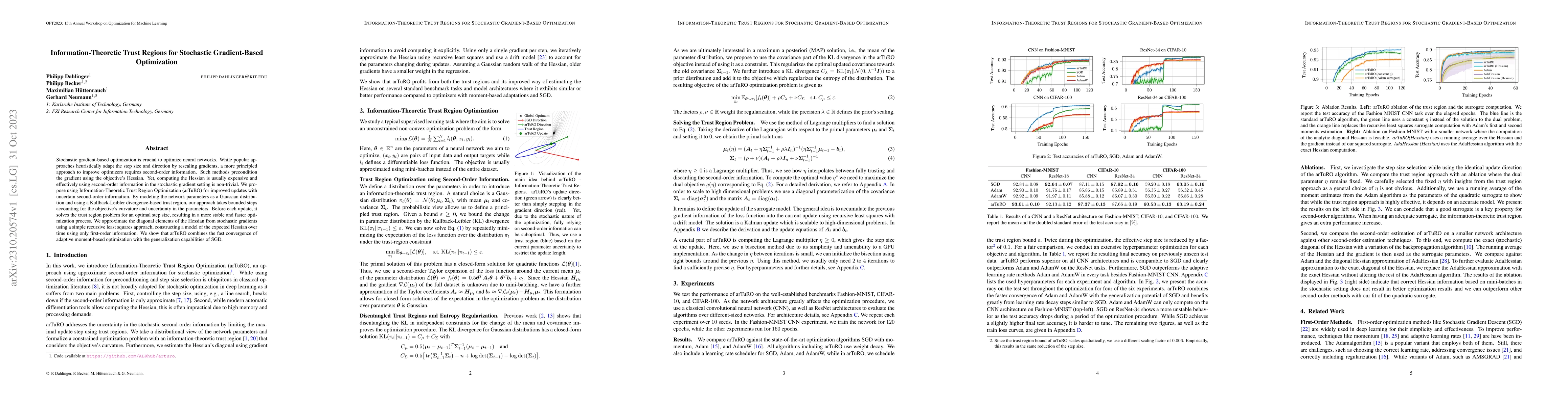 Thumbnail for Information-Theoretic Trust Regions for Stochastic Gradient-Based
  Optimization