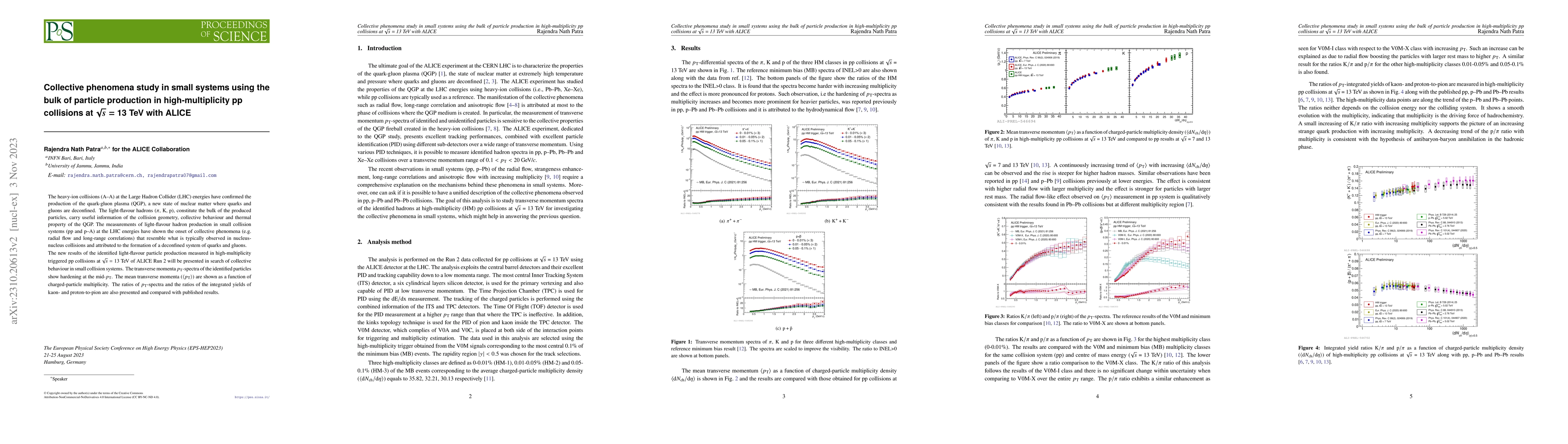 Thumbnail for Collective phenomena study in small systems using the bulk of particle
  production in high-multiplicity pp collisions at $\sqrt{s}=$ 13 TeV with
  ALICE