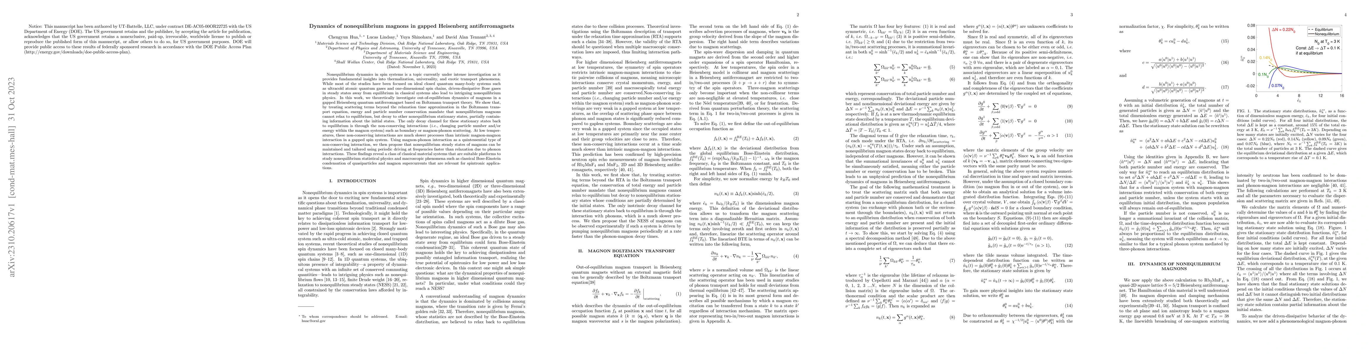 Thumbnail for Dynamics of nonequilibrium magnons in gapped Heisenberg antiferromagnets