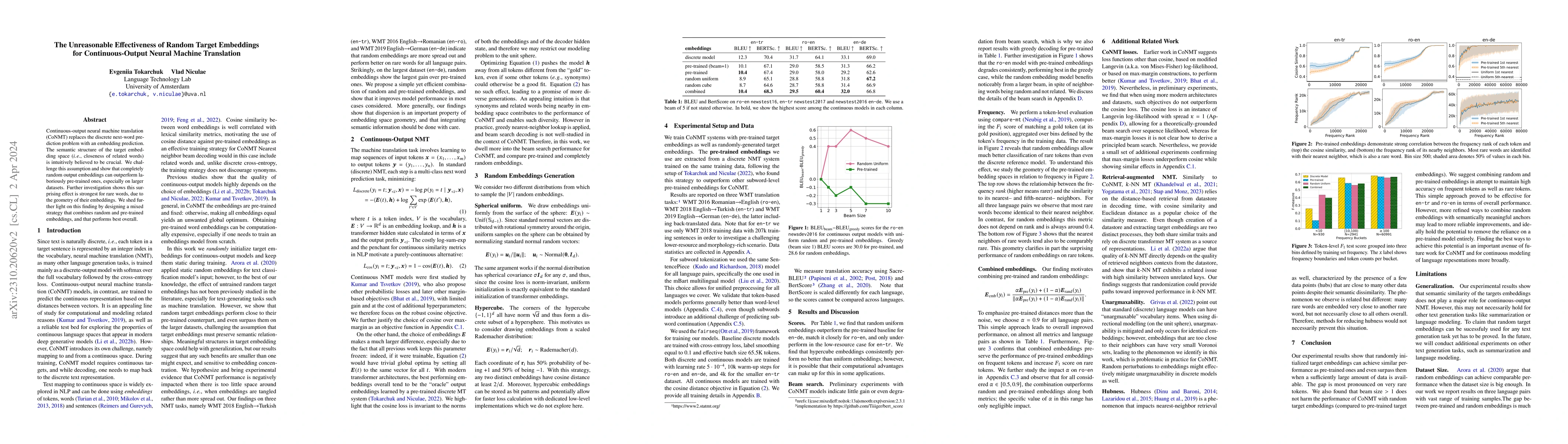 Thumbnail for The Unreasonable Effectiveness of Random Target Embeddings for
  Continuous-Output Neural Machine Translation
