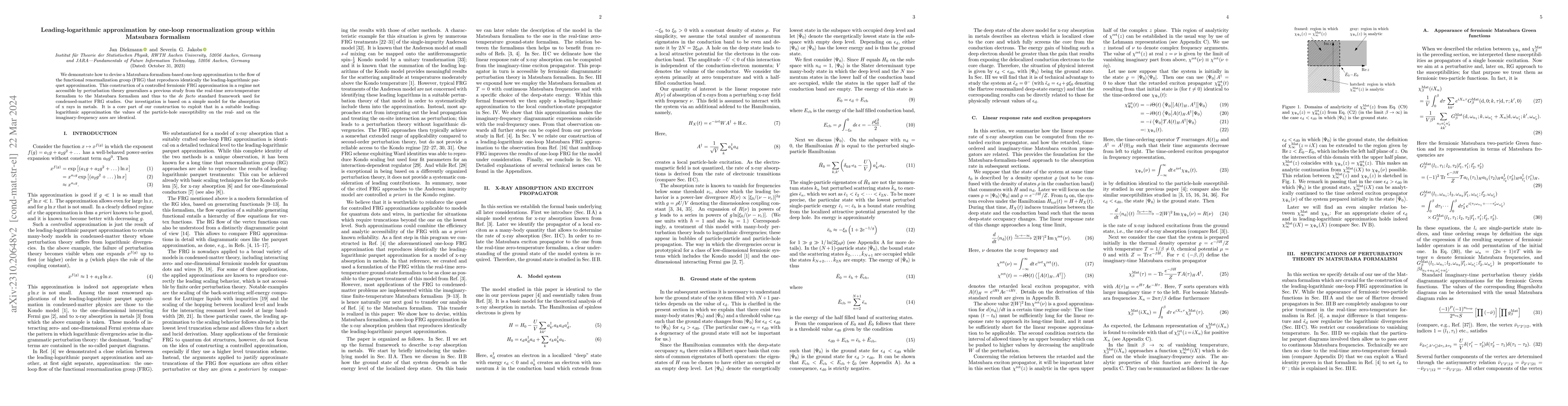 Thumbnail for Leading-logarithmic approximation by one-loop renormalization group
  within Matsubara formalism