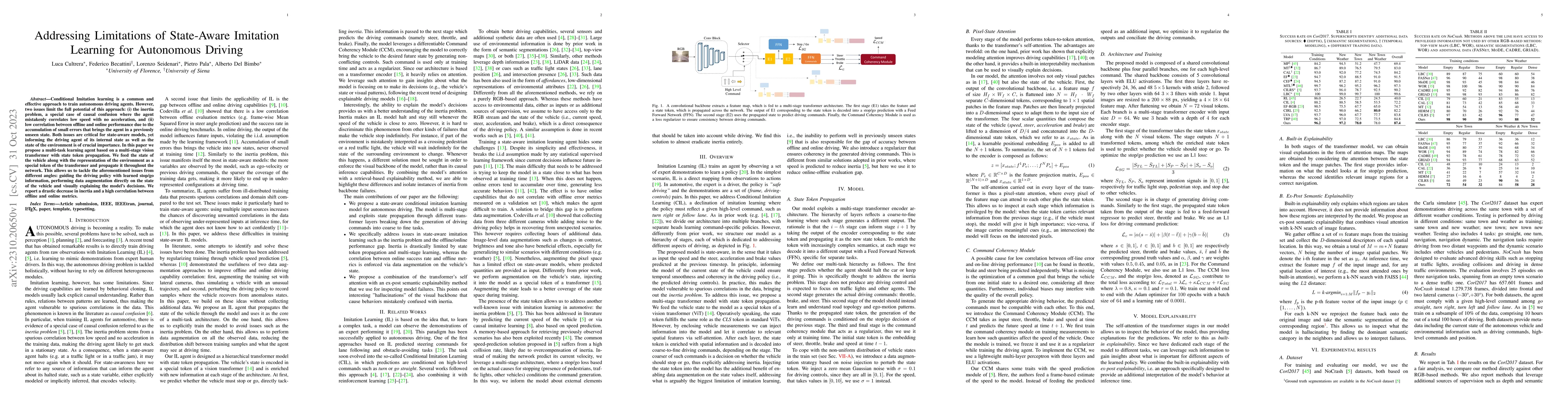 Thumbnail for Addressing Limitations of State-Aware Imitation Learning for Autonomous
  Driving