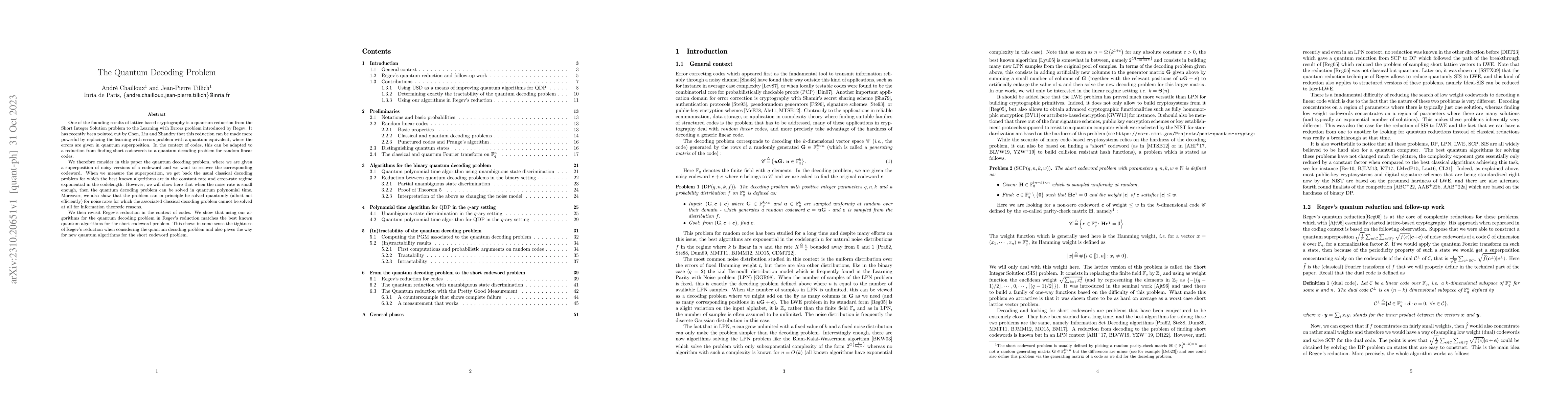 Thumbnail for The Quantum Decoding Problem