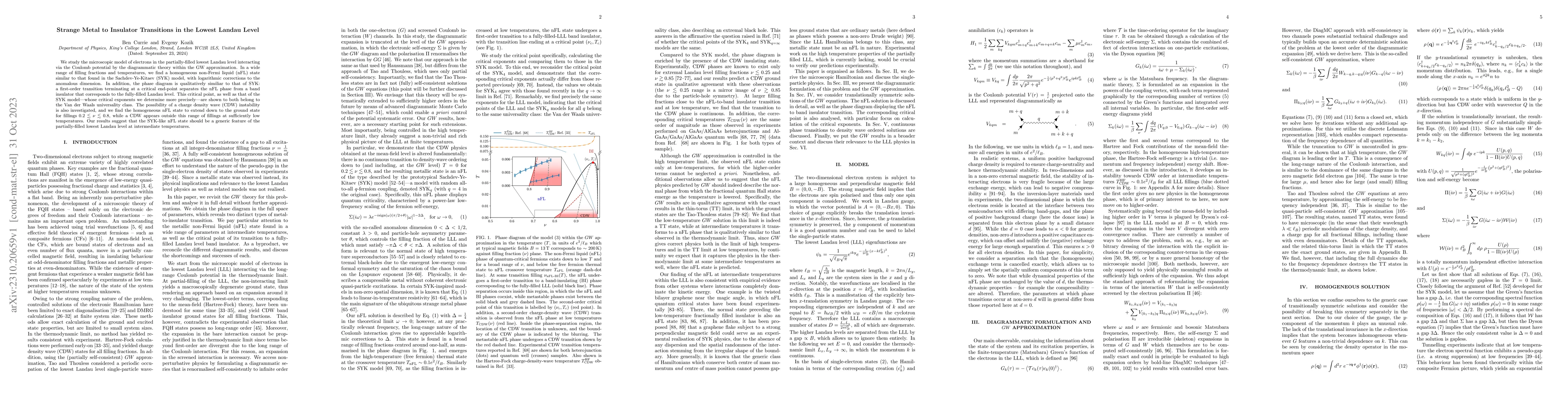 Thumbnail for Strange Metal to Insulator Transitions in the Lowest Landau Level
