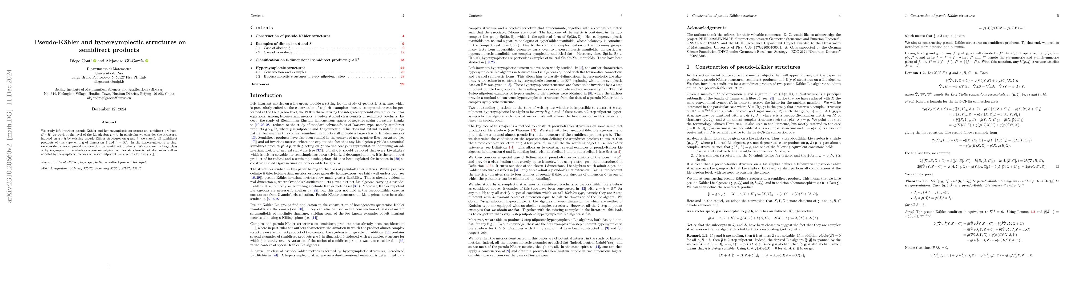 Thumbnail for Pseudo-K\"ahler and hypersymplectic structures on semidirect products
