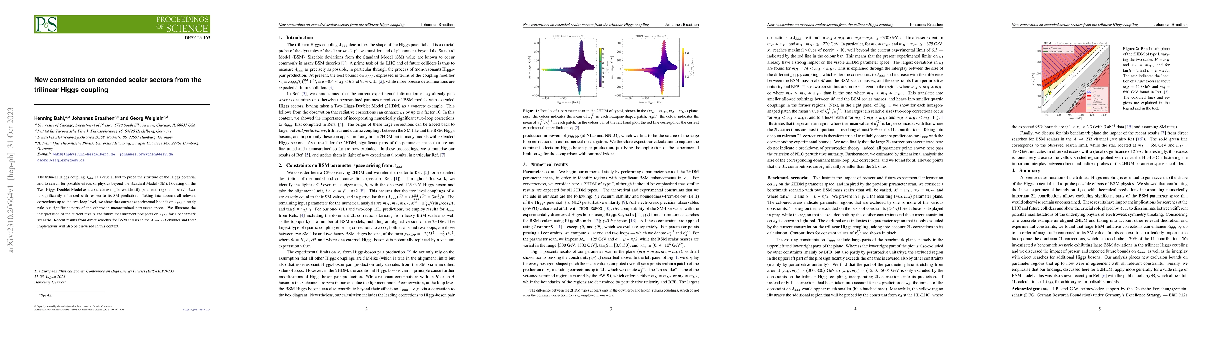 Thumbnail for New constraints on extended scalar sectors from the trilinear Higgs
  coupling
