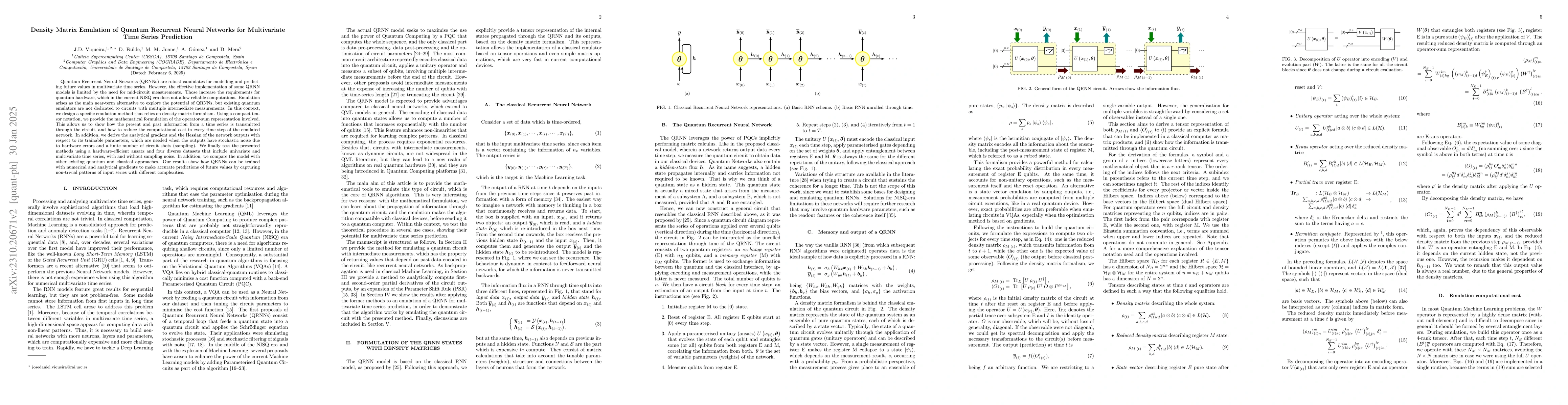 Thumbnail for Density Matrix Emulation of Quantum Recurrent Neural Networks for
  Multivariate Time Series Prediction