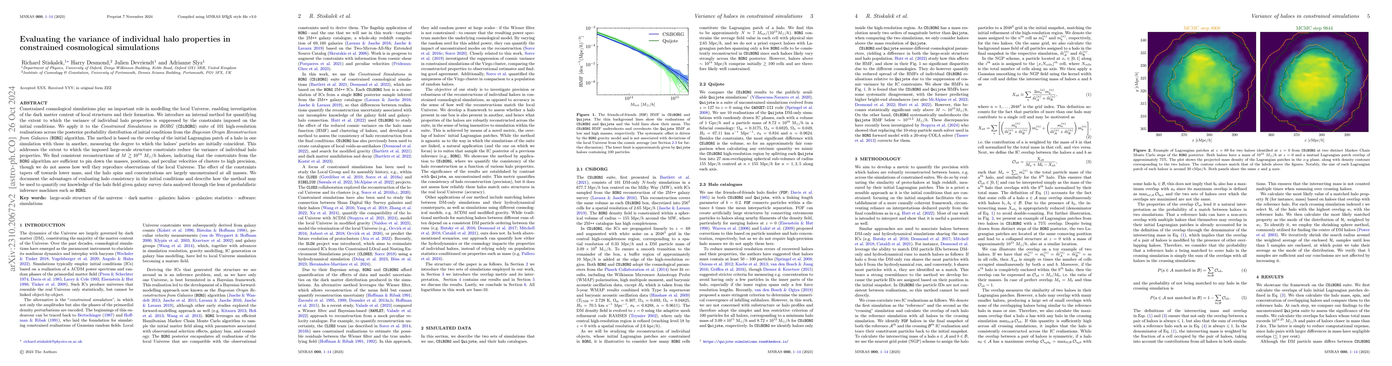 Thumbnail for Evaluating the reconstruction of individual haloes in constrained
  cosmological simulations