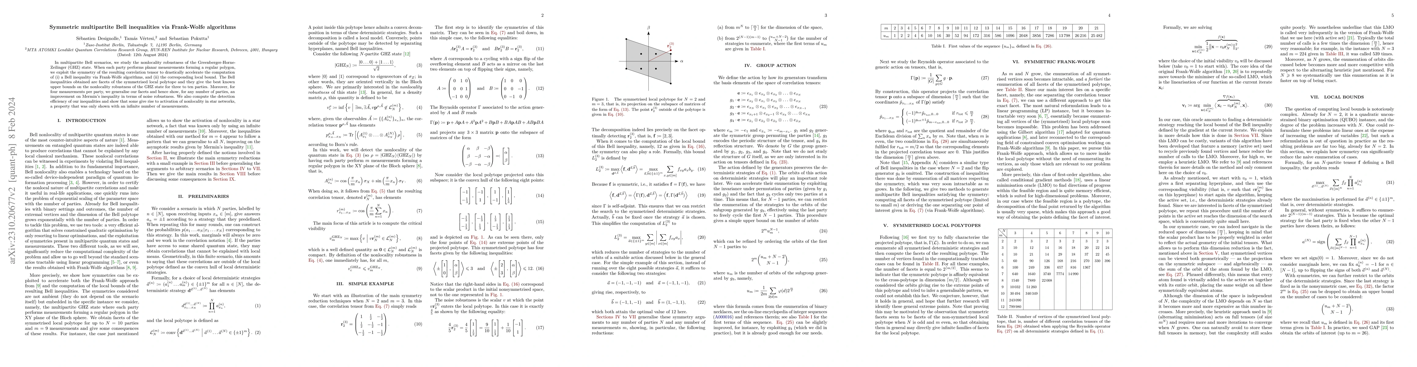 Thumbnail for Symmetric multipartite Bell inequalities via Frank-Wolfe algorithms