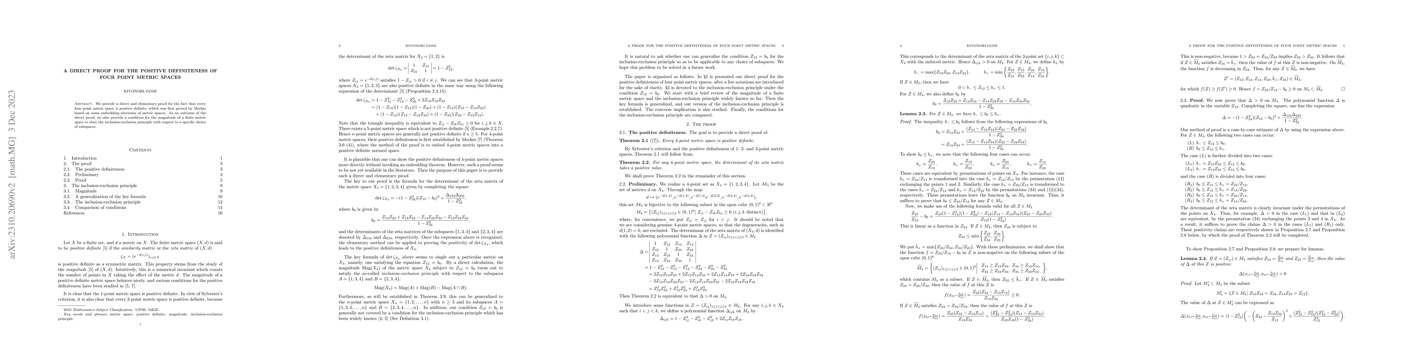 Thumbnail for A direct proof for the positive definiteness of four point metric spaces
