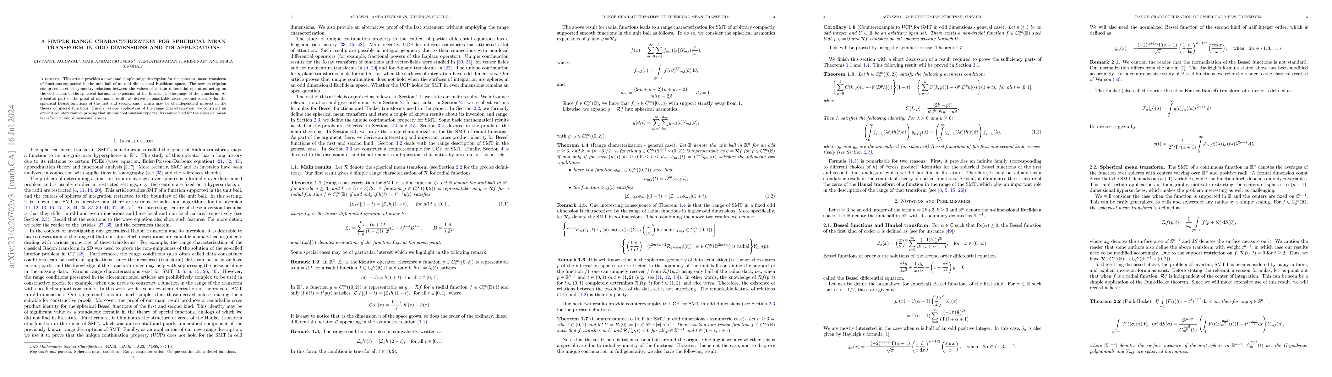 Thumbnail for A simple range characterization for spherical mean transform in odd
  dimensions and its applications