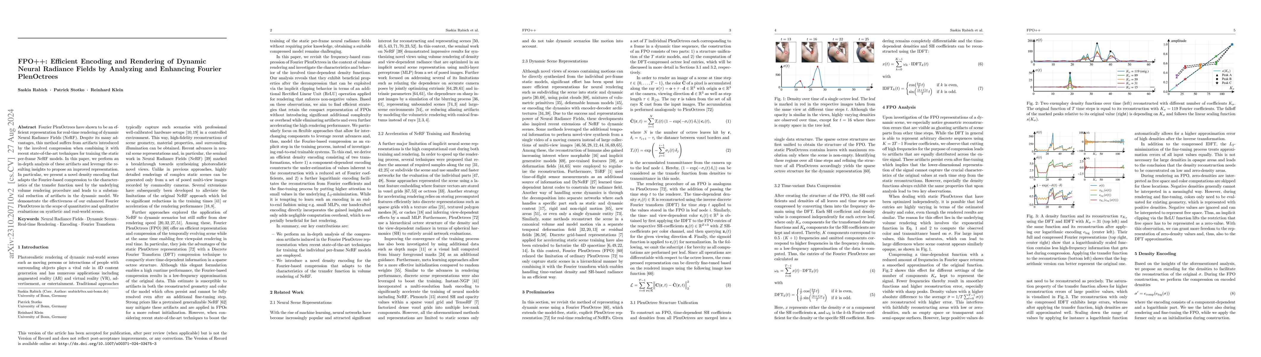 Thumbnail for FPO++: Efficient Encoding and Rendering of Dynamic Neural Radiance
  Fields by Analyzing and Enhancing Fourier PlenOctrees
