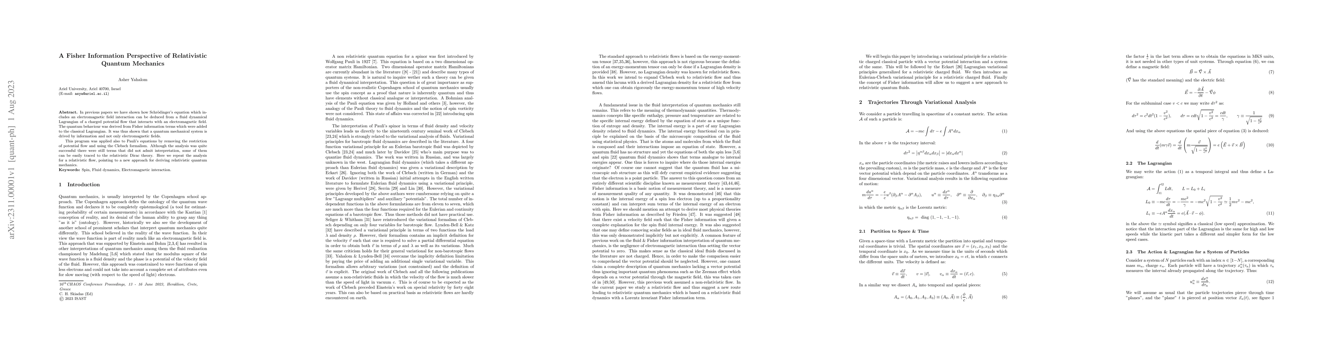 Thumbnail for A Fisher Information Perspective of Relativistic Quantum Mechanics