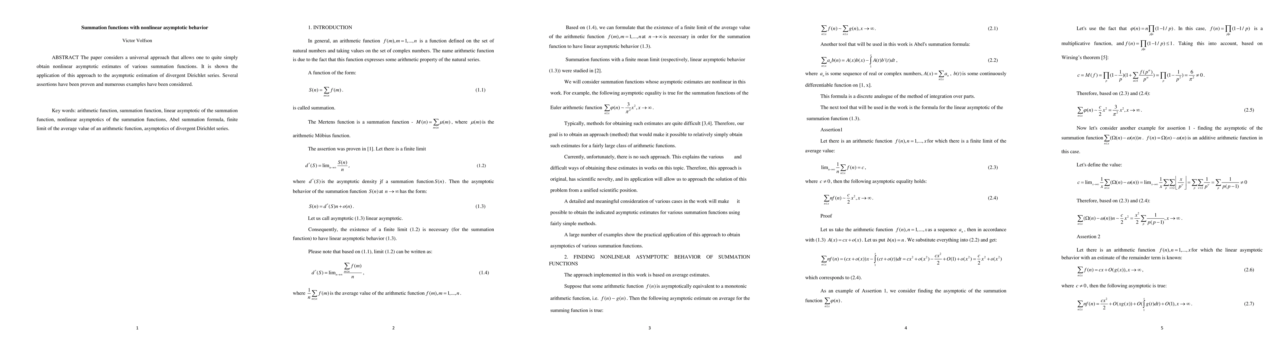 Thumbnail for Summation functions with nonlinear asymptotic behavior