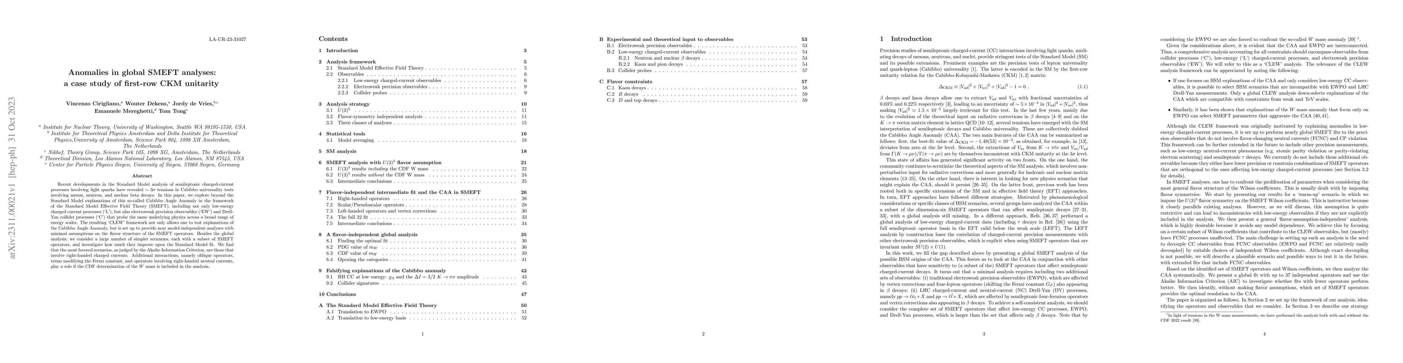 Thumbnail for Anomalies in global SMEFT analyses: a case study of first-row CKM
  unitarity
