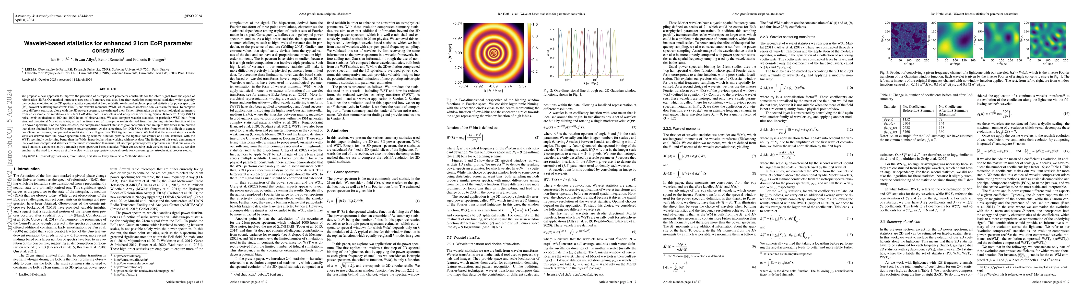 Thumbnail for Wavelet Based Statistics for Enhanced 21cm EoR Parameter Constraints