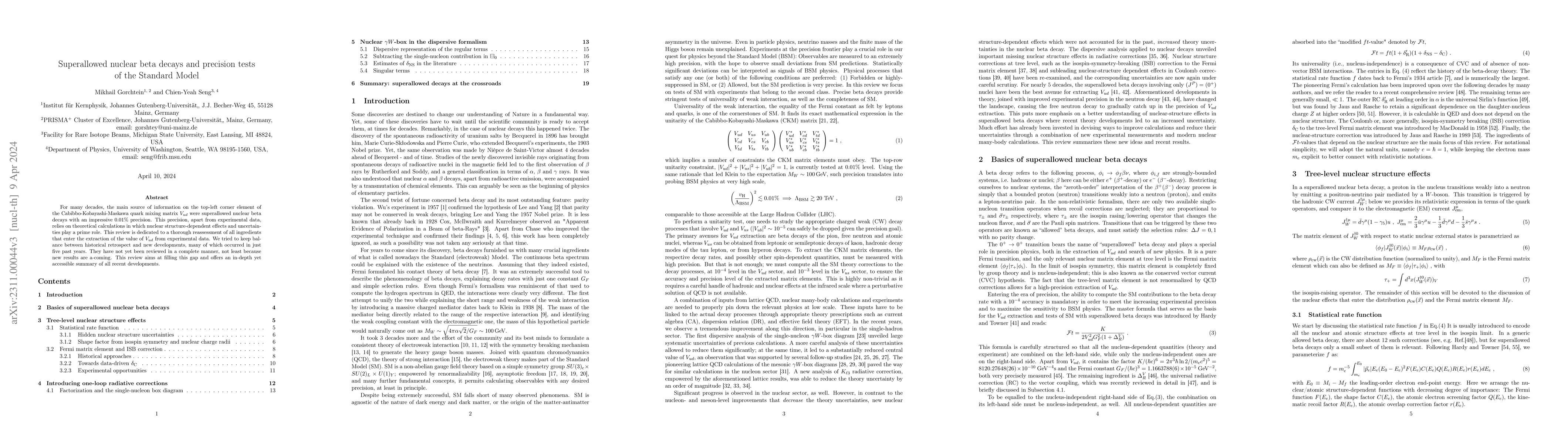 Thumbnail for Superallowed nuclear beta decays and precision tests of the Standard
  Model