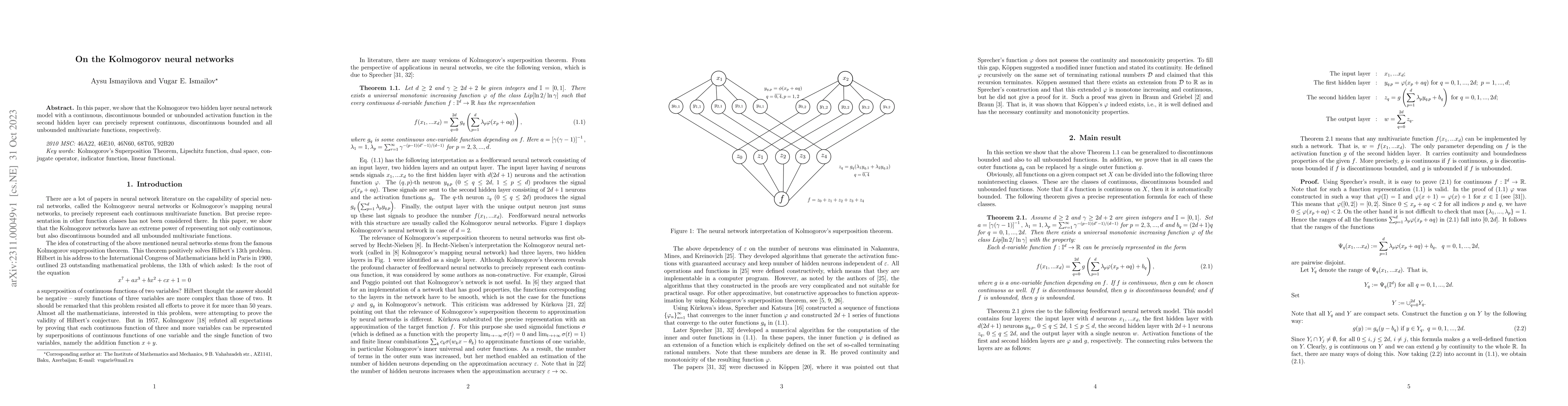 Thumbnail for On the Kolmogorov neural networks