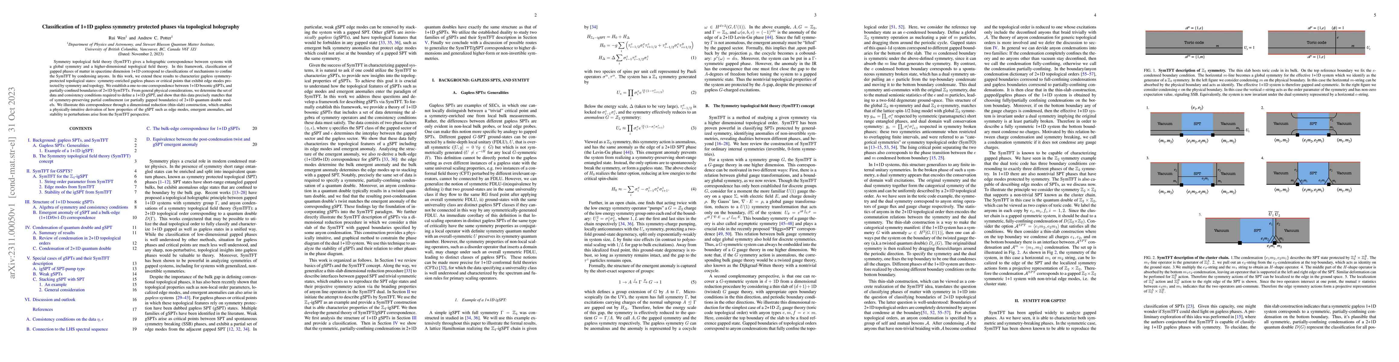 Thumbnail for Classification of 1+1D gapless symmetry protected phases via topological
  holography