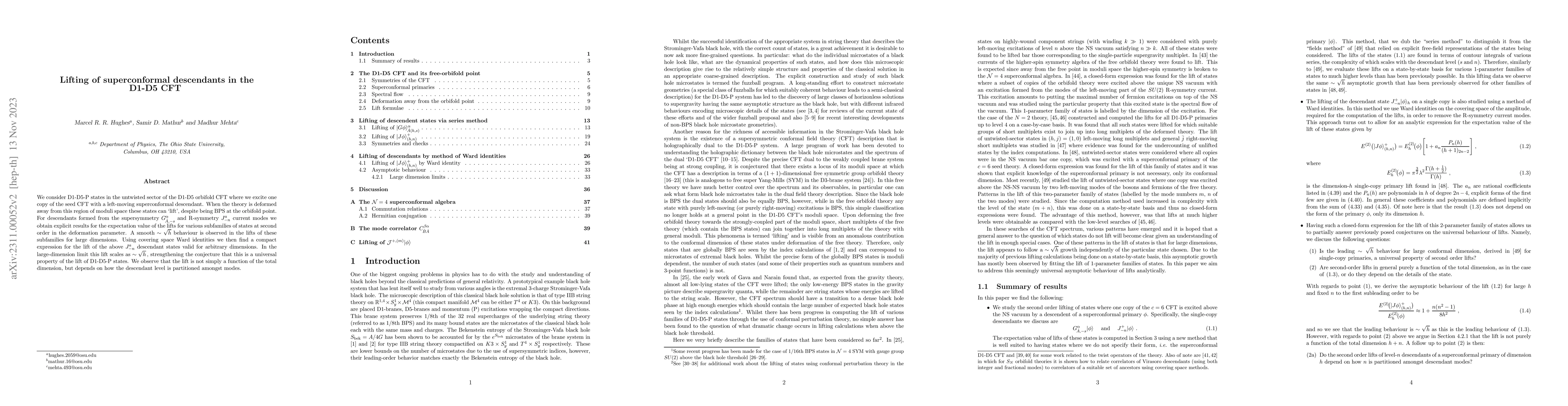 Thumbnail for Lifting of superconformal descendants in the D1-D5 CFT