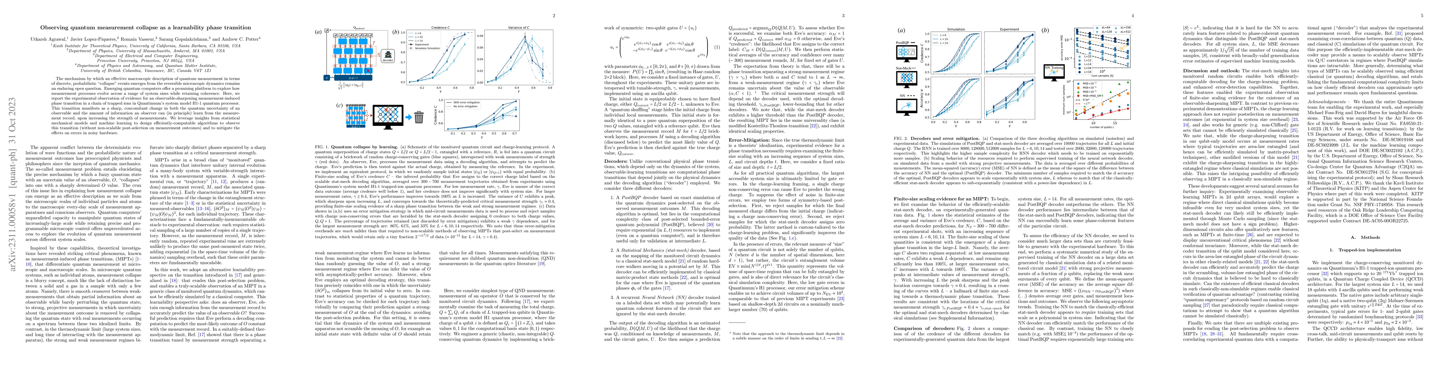 Thumbnail for Observing quantum measurement collapse as a learnability phase
  transition