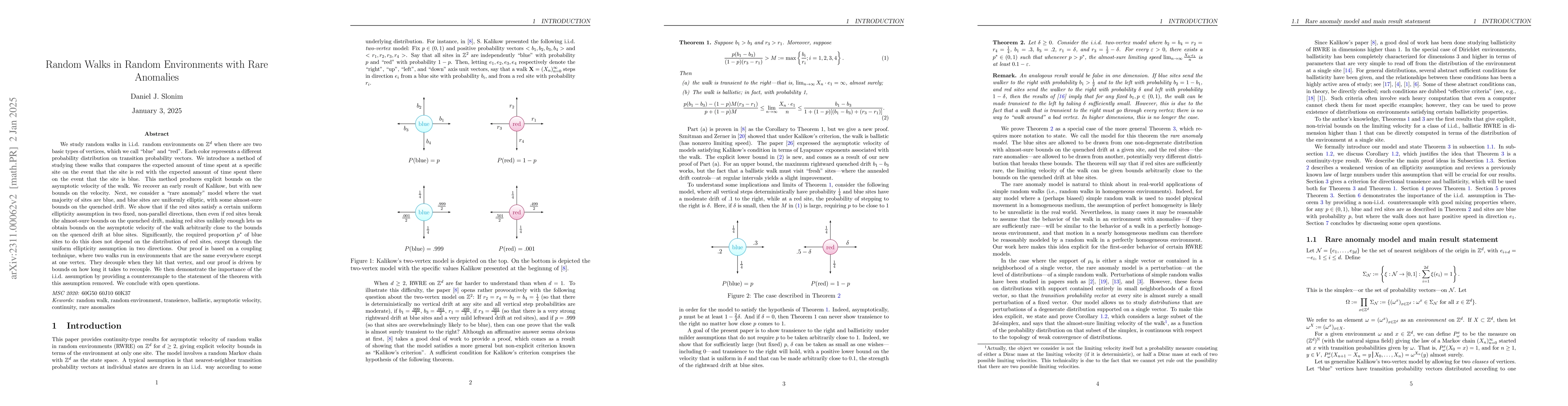 Thumbnail for Asymptotic Velocity Bounds for Random Walks in Random Environments with
  Two Kinds of Site
