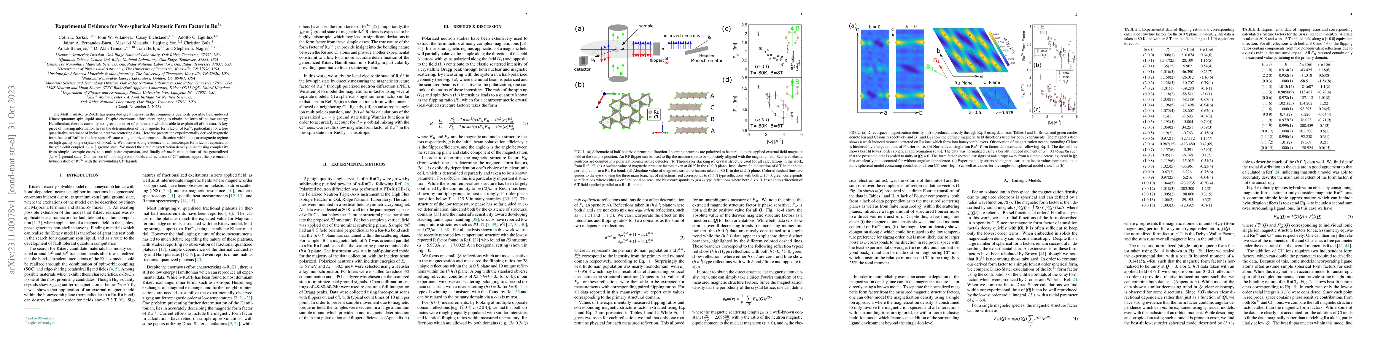 Thumbnail for Experimental Evidence for Non-spherical Magnetic Form Factor in
  Ru$^{3+}$