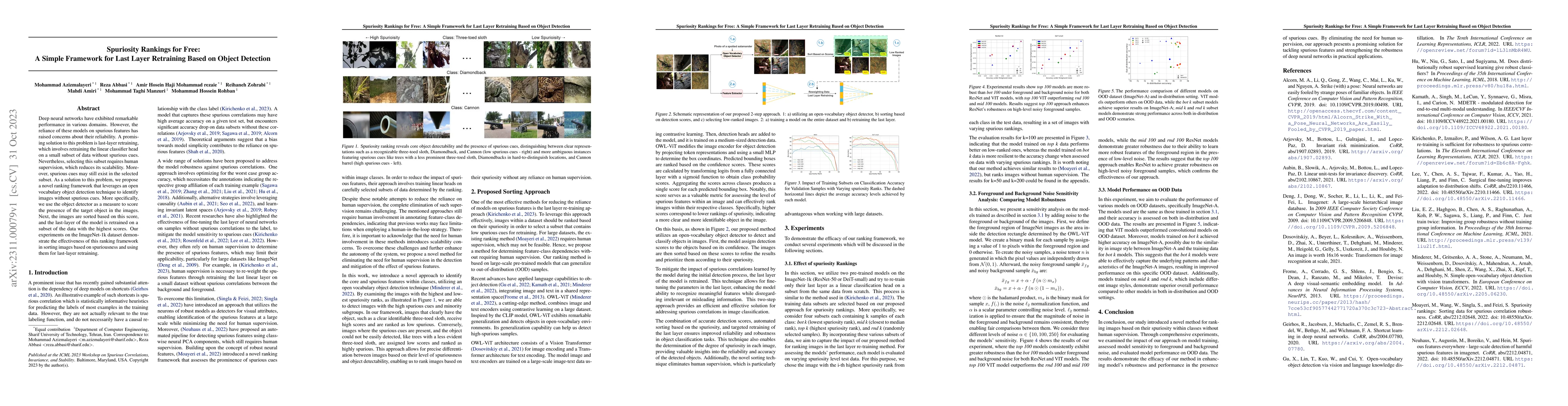 Thumbnail for Spuriosity Rankings for Free: A Simple Framework for Last Layer
  Retraining Based on Object Detection