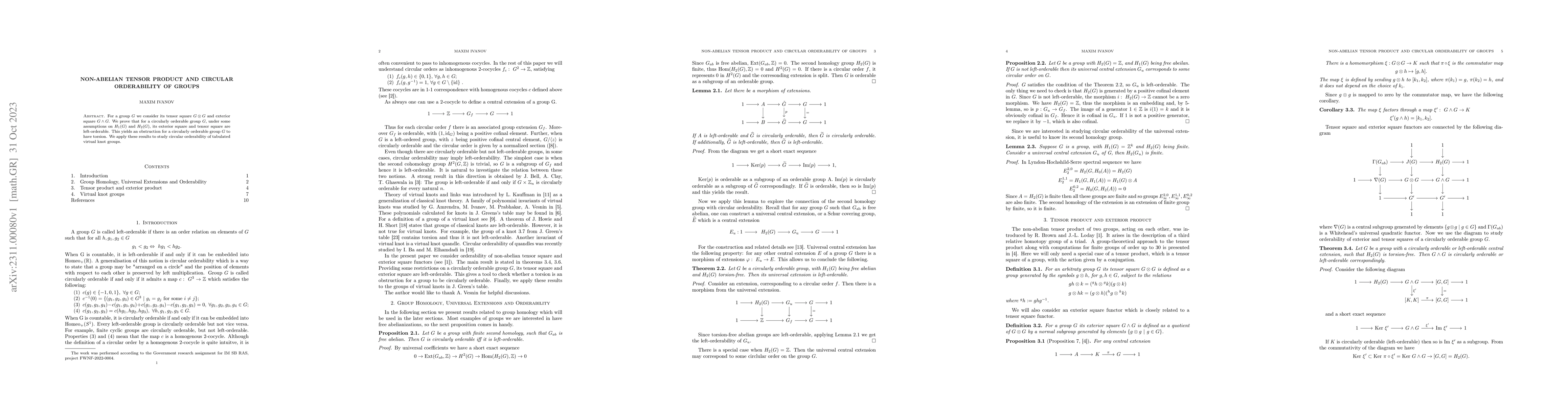 Thumbnail for Non-abelian tensor product and circular orderability of groups