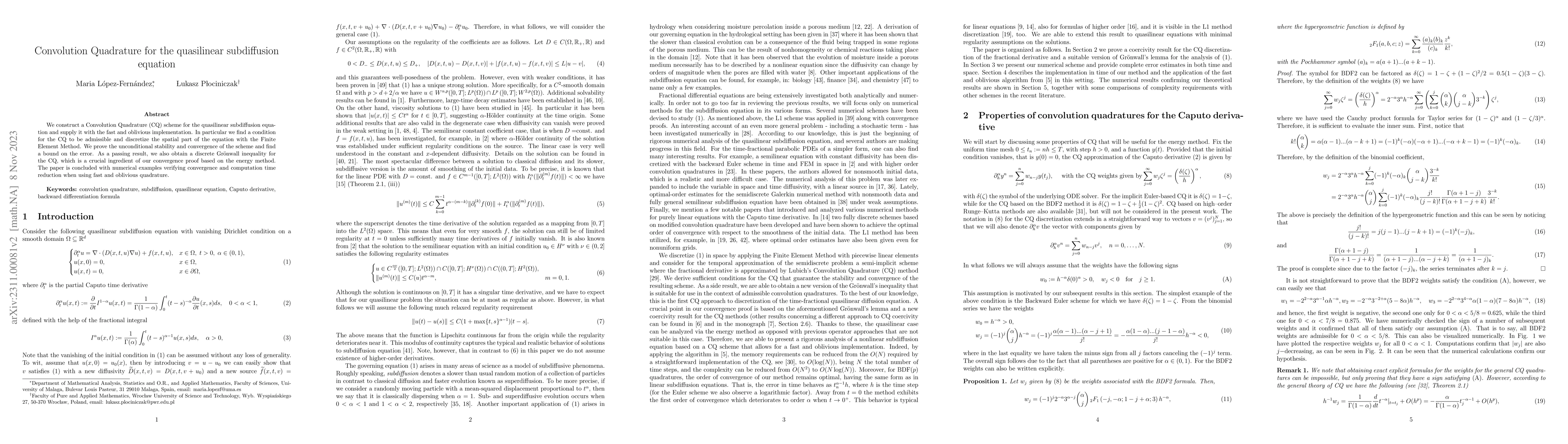 Thumbnail for Convolution Quadrature for the quasilinear subdiffusion equation