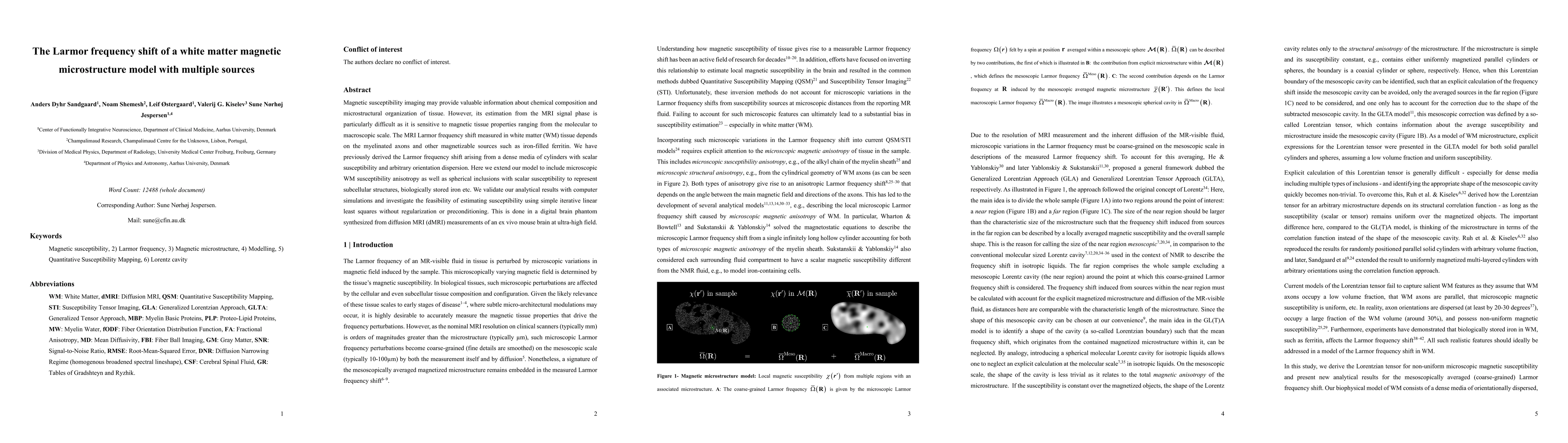 Thumbnail for The Larmor frequency shift of a white matter magnetic microstructure
  model with multiple sources