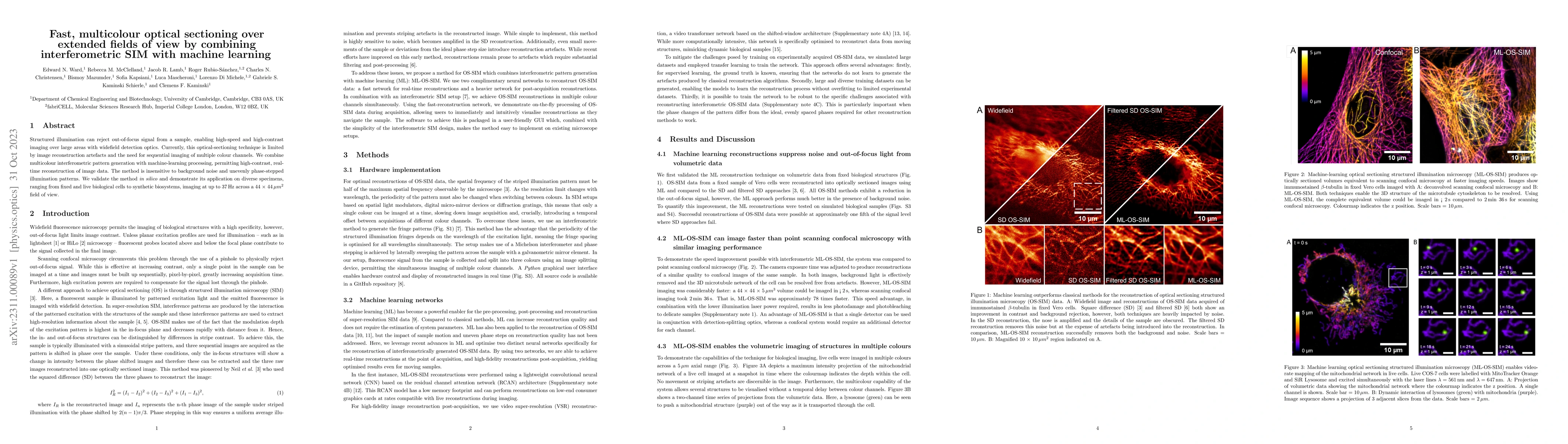 Thumbnail for Fast, multicolour optical sectioning over extended fields of view by
  combining interferometric SIM with machine learning