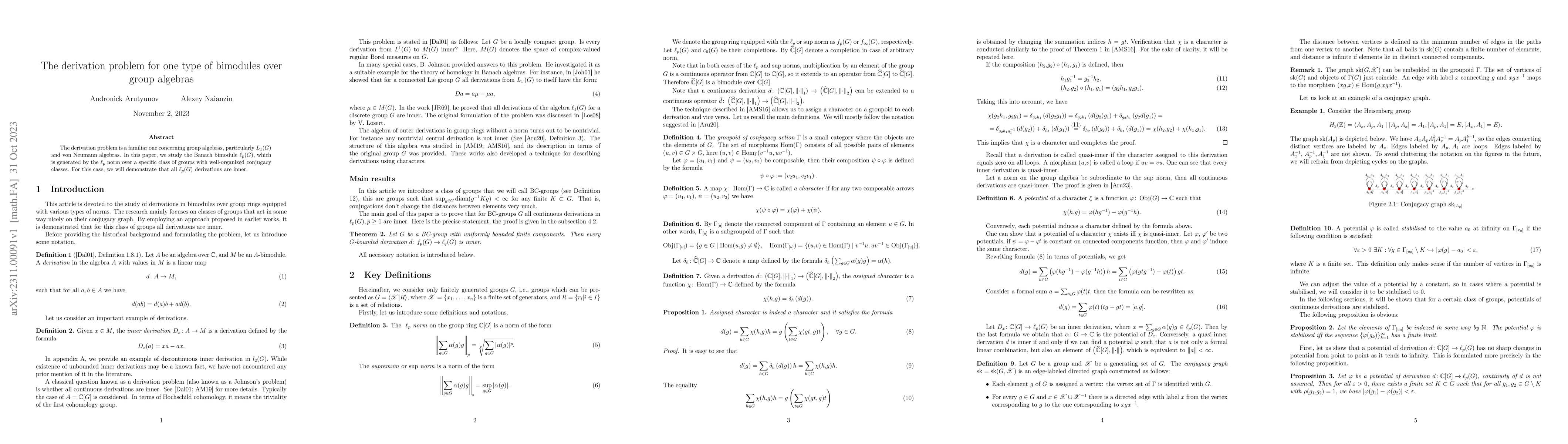 Thumbnail for The derivation problem for one type of bimodules over group algebras