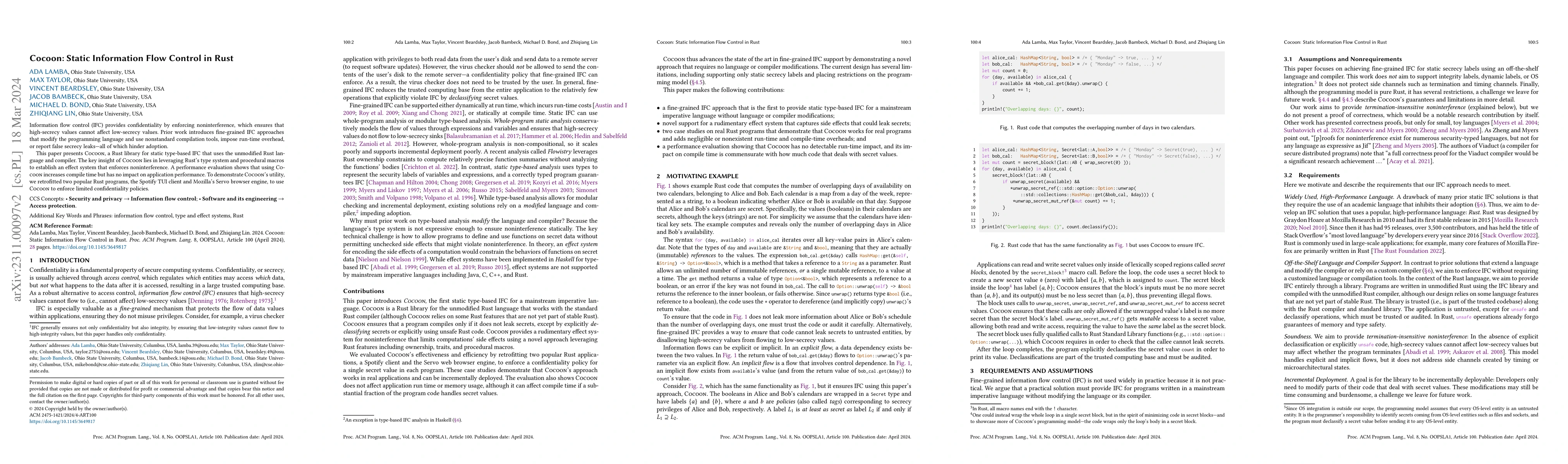 Thumbnail for Cocoon: Static Information Flow Control in Rust