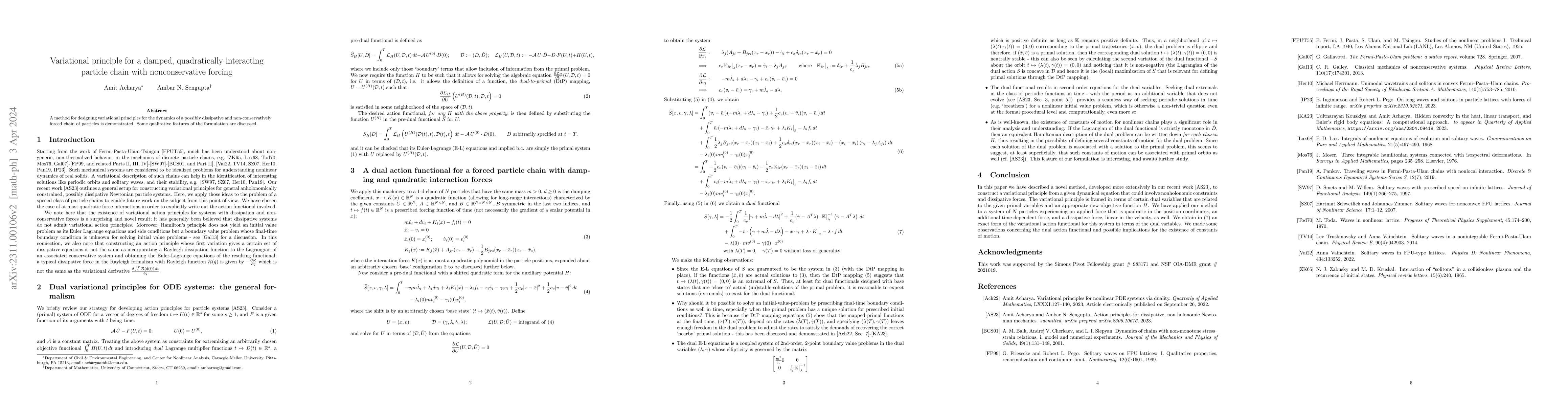 Thumbnail for Variational principle for a damped, quadratically interacting particle
  chain with nonconservative forcing