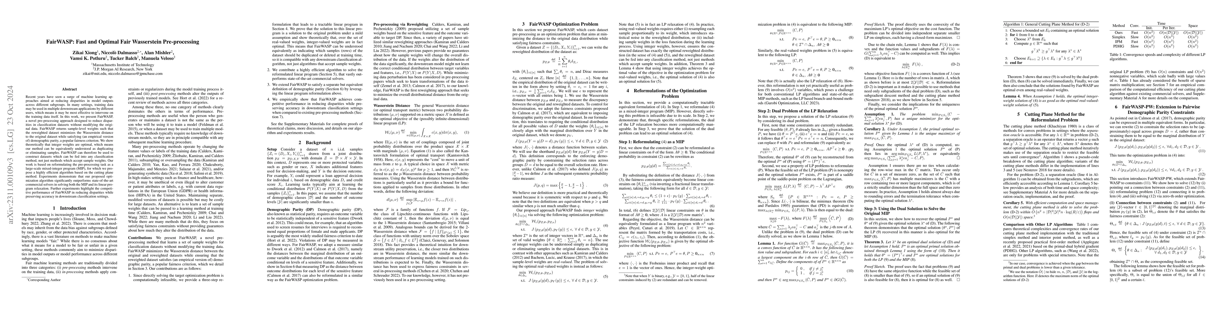 Thumbnail for FairWASP: Fast and Optimal Fair Wasserstein Pre-processing
